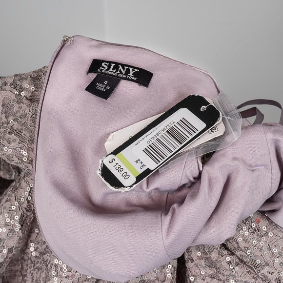 NWT SLNY Gray Lace Sequined dress - sz 4 - Picture 4 of 4